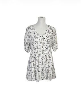 Universal Thread White Dress with Black Floral Print